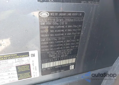 2019 Land Rover Discovery Se из США, поврежденный, VIN SALRG2RV2K2400848